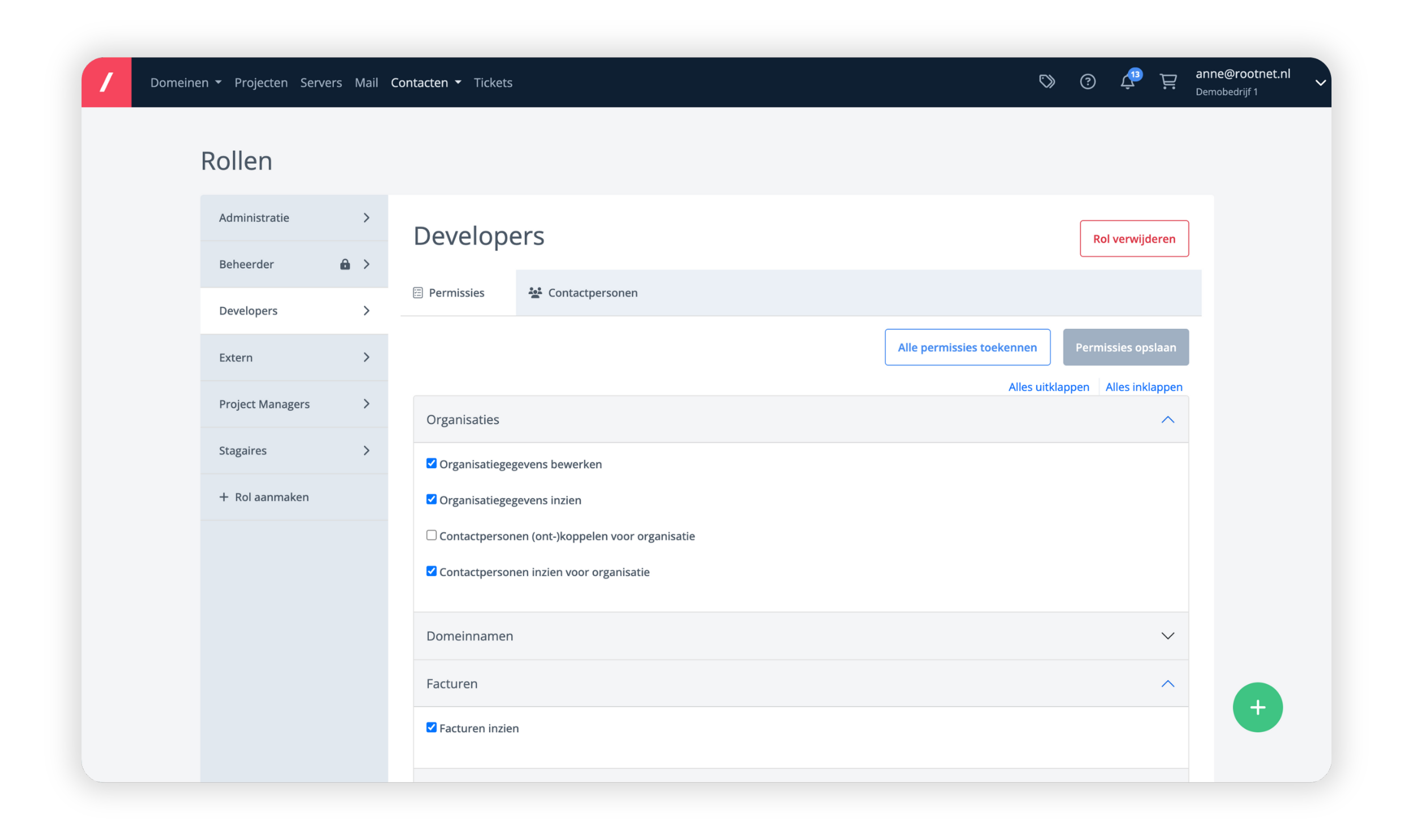 Role based access myRootnet - Managed Magento Hosting